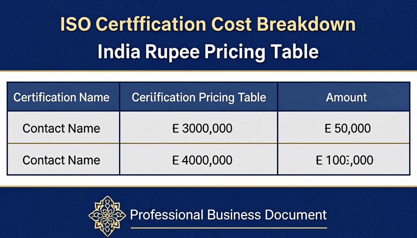 ISO certification cost in India breakdown chart showing registration, audit and consultant fees